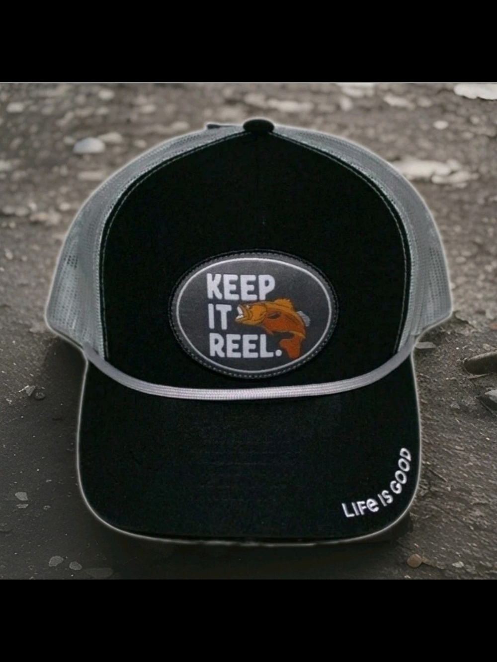 Life is Good Fishing "Keep It Reel" Mesh Adult Trucker Hat Cap Adjustable